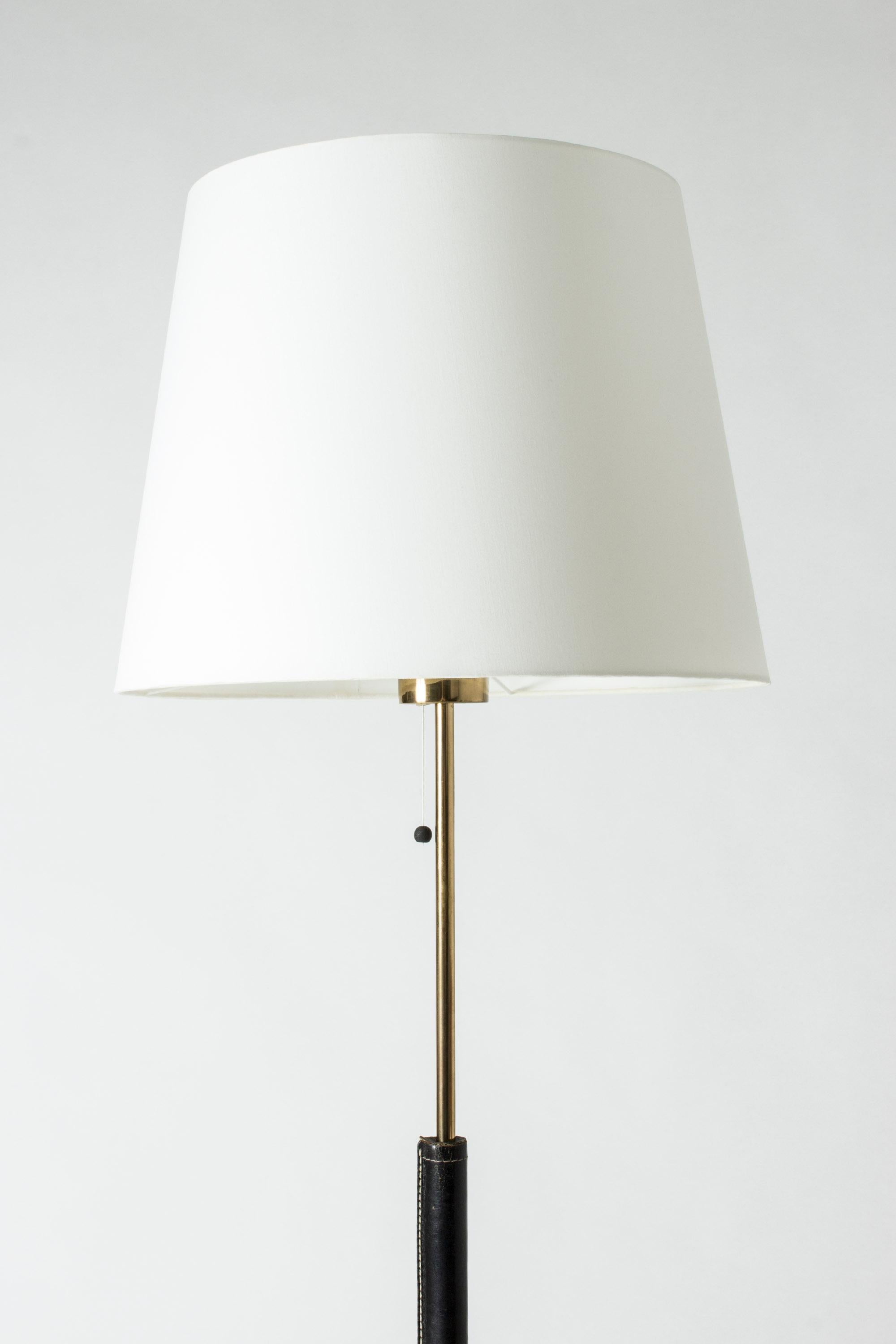 Black Leather Swedish Floor Lamp from Bergboms In Good Condition For Sale In Stockholm, SE