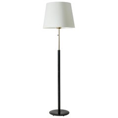 Black Leather Swedish Floor Lamp from Bergboms