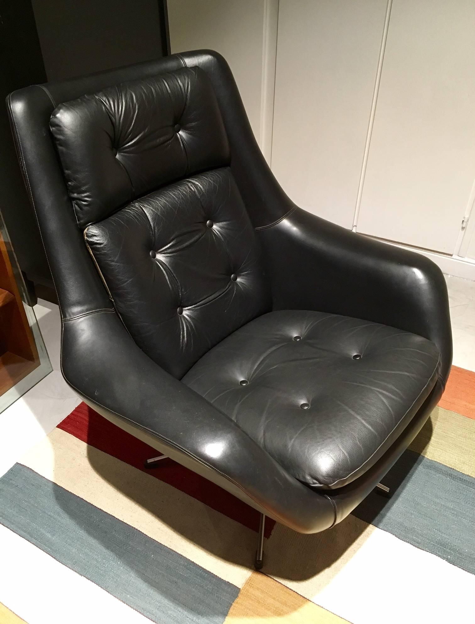 black leather armchair