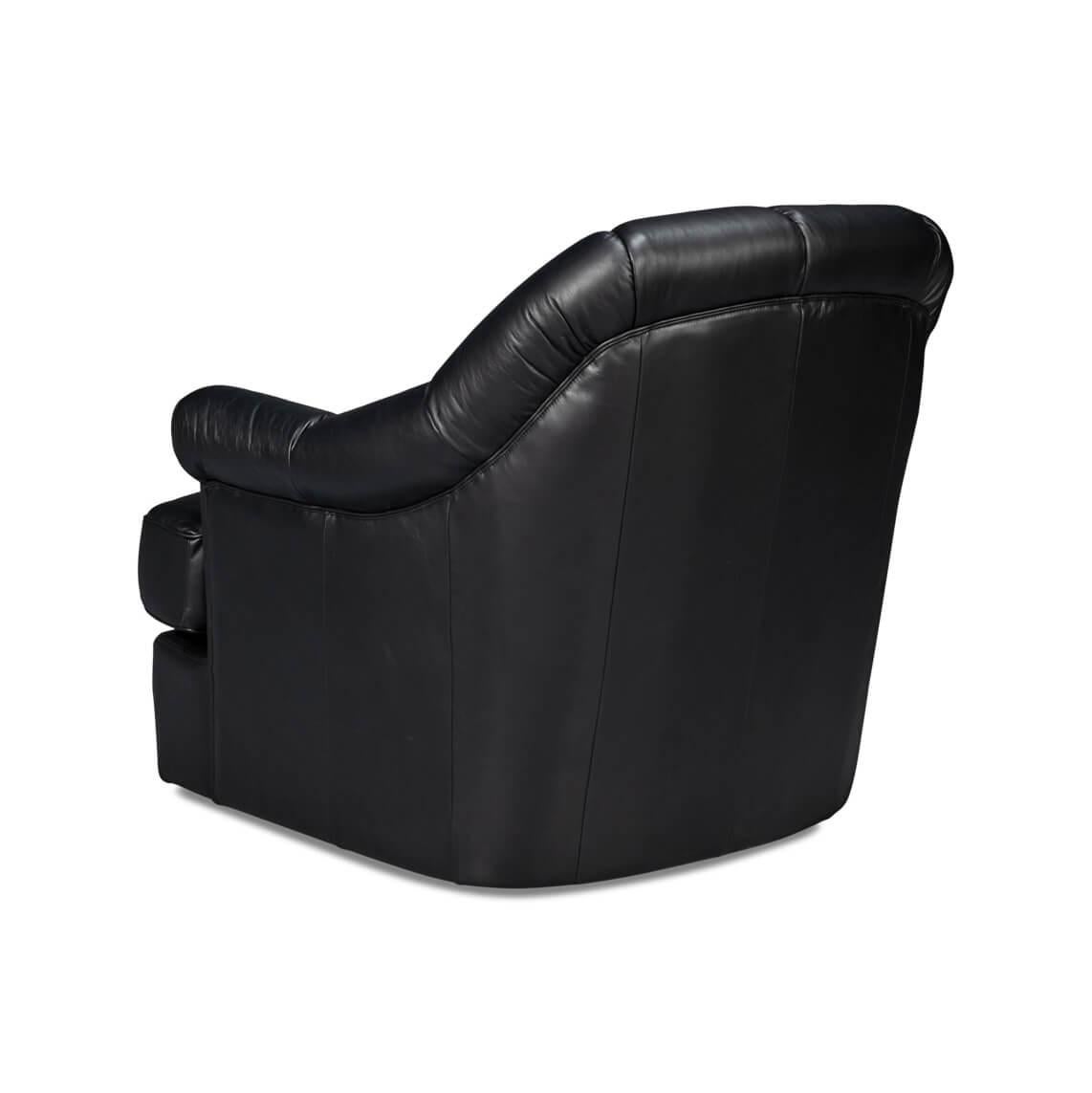 Chaise pivotante en cuir noir Neuf - En vente à Westwood, NJ
