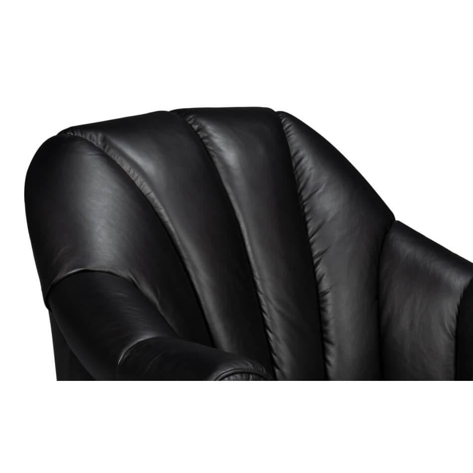 Cuir Chaise pivotante en cuir noir en vente