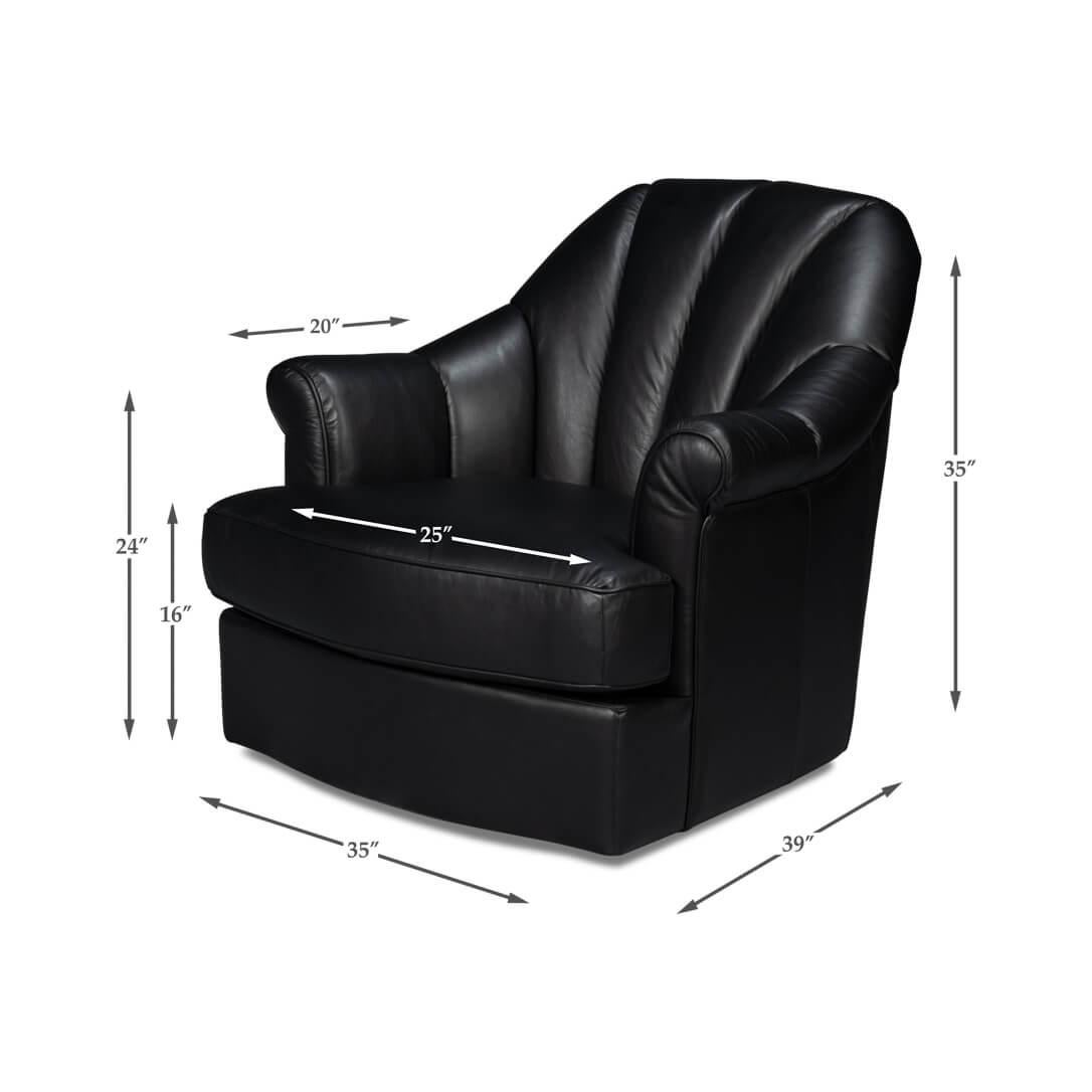 Black Leather Swivel Chair For Sale 3