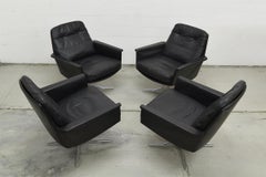 Black Leather Swivel Lounge Chairs by Horst Bruning for COR, 1960s