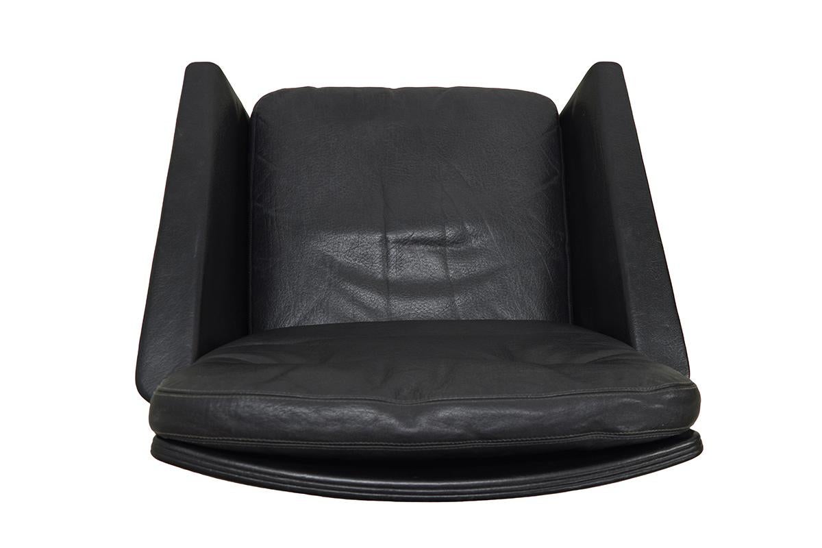 Black Leather Swivel Lounge Chairs by Horst Bruning for COR, 1960s For Sale 1