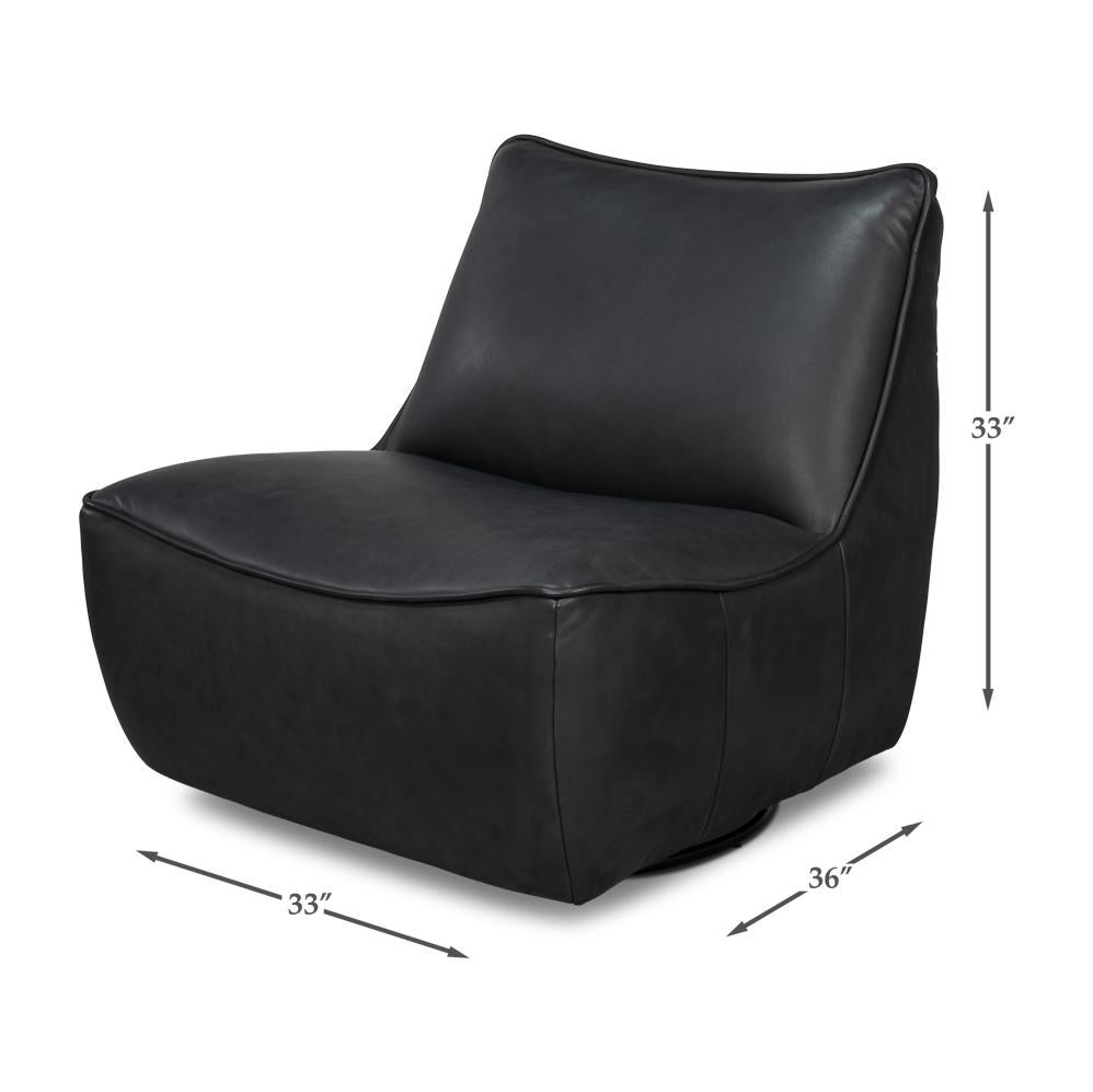 Silla deslizante giratoria de cuero negro en venta 3