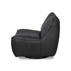Black Leather Swivel Slipper Chair