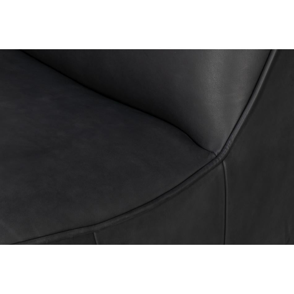 Silla deslizante giratoria de cuero negro Asiático en venta