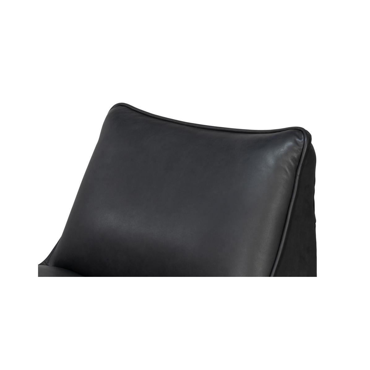 Silla deslizante giratoria de cuero negro Siglo XXI y contemporáneo en venta