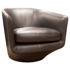 Black Leather Swivel 'U Turn' Lounge Chair by Bensen