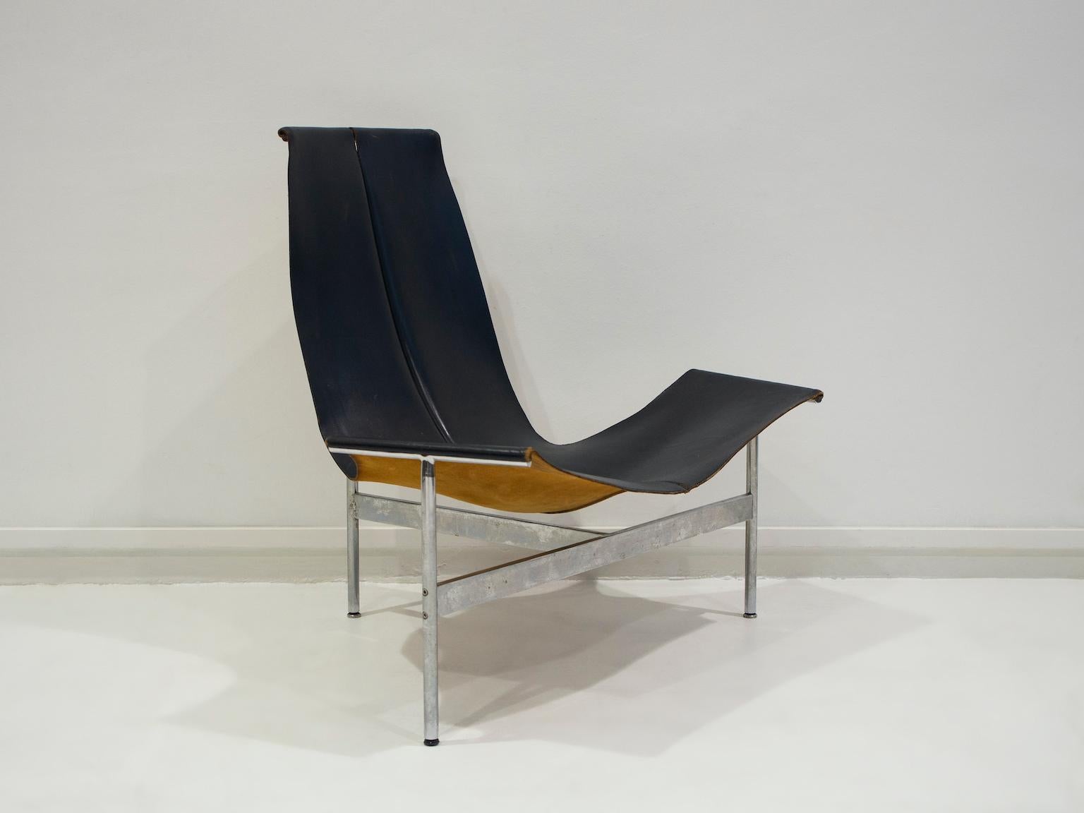 Black Leather T-Chair by Katavolos, Littell, & Kelley for Laverne International 3