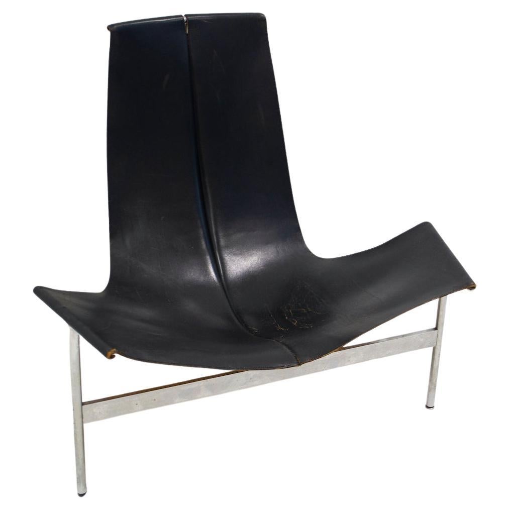 Black Leather T-Chair by Katavolos, Littell, & Kelley for Laverne International For Sale
