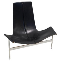 Vintage Black Leather T-Chair by Katavolos, Littell, & Kelley for Laverne International