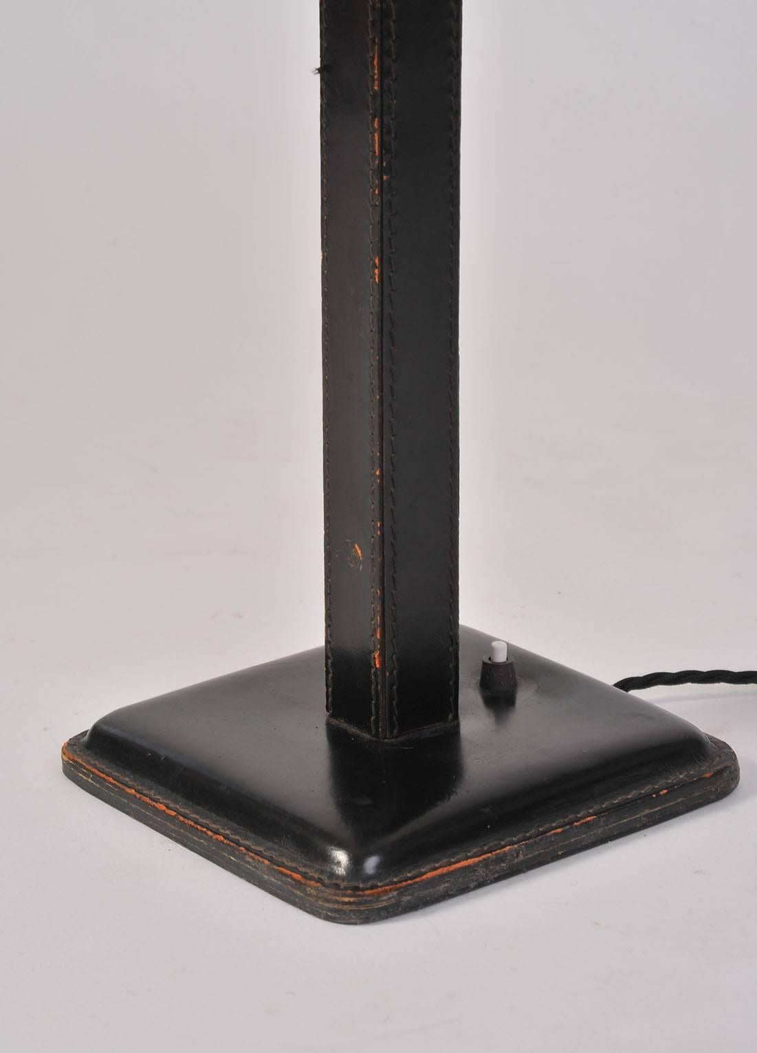 Black Leather Table Lamp In Good Condition In London, GB