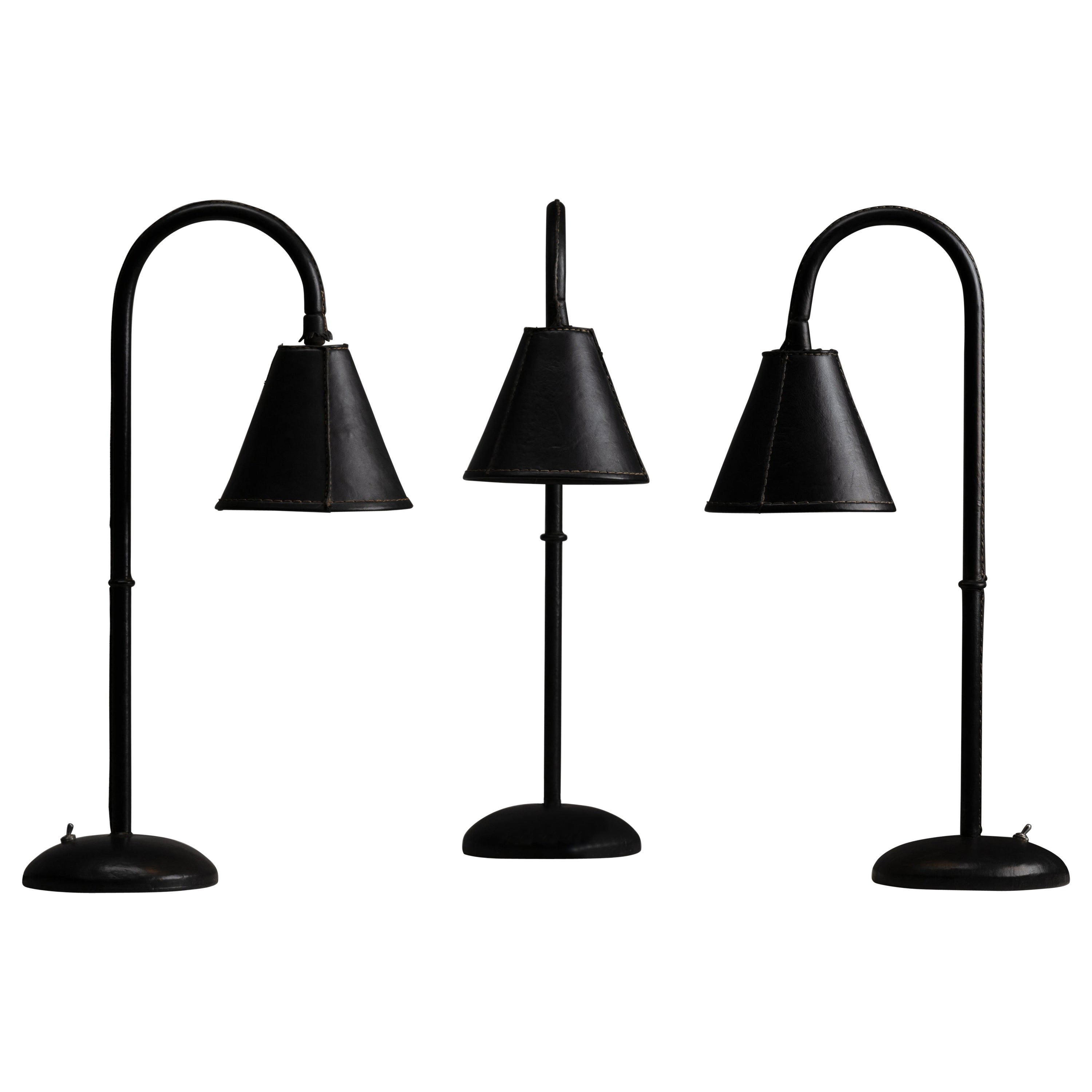 Lampade da tavolo in pelle nera di Valenti in vendita