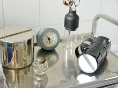 Schwarzer Tischspiegel aus schwarzem Leder, Frankreich, 2018