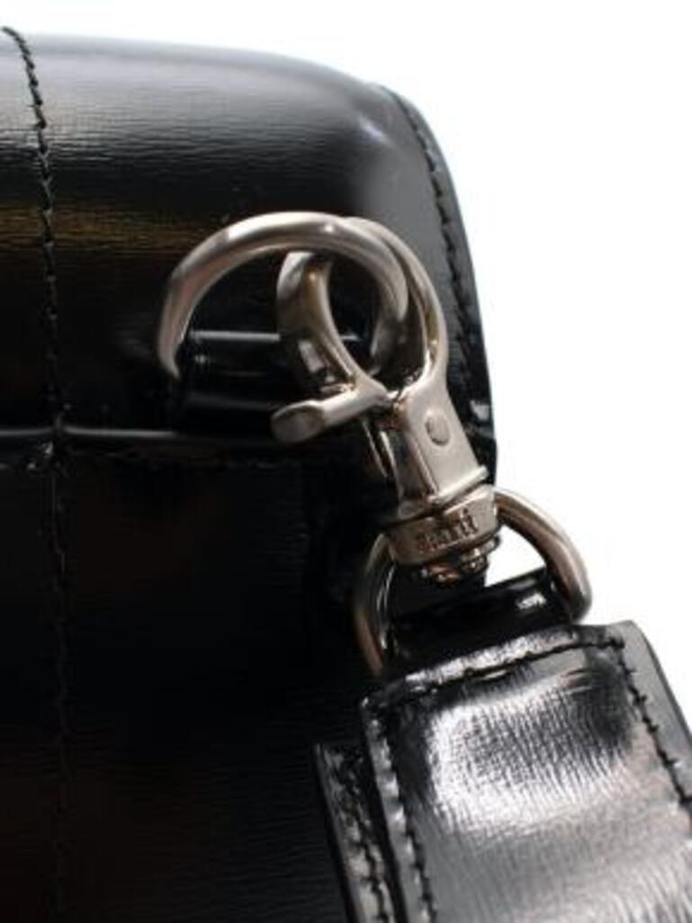 Black Leather Top Handle Bag For Sale 6