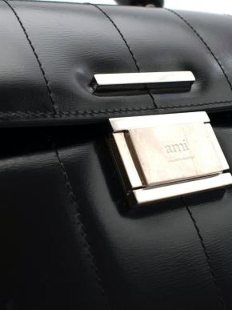 Black Leather Top Handle Bag For Sale 2