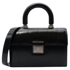 Black Leather Top Handle Bag