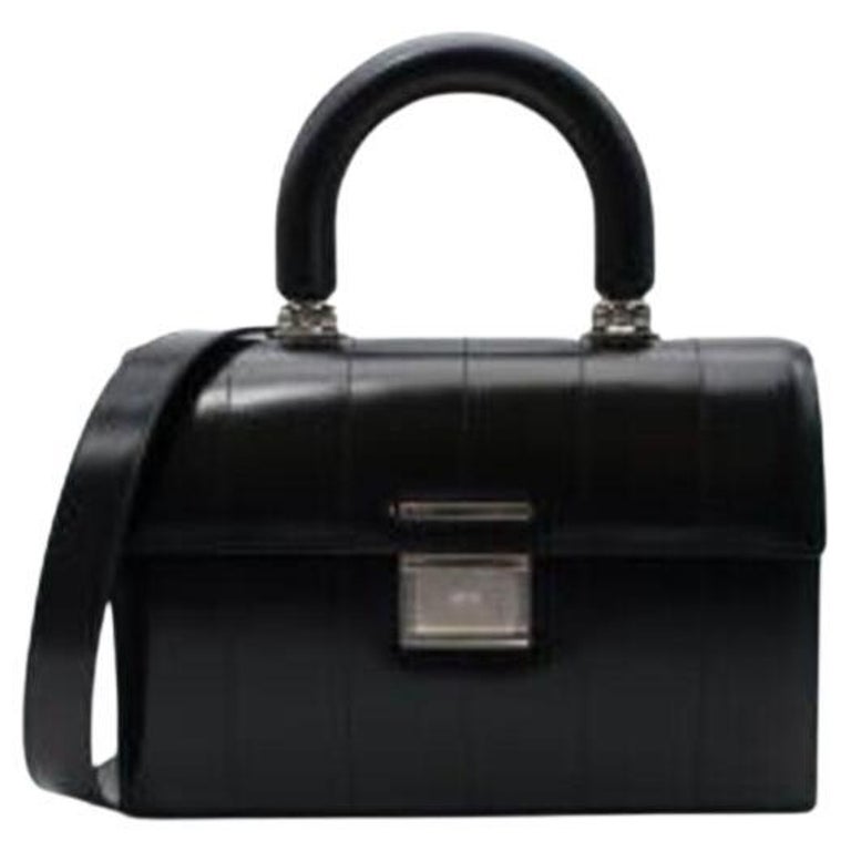 Black Leather Top Handle Bag For Sale at 1stDibs