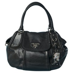 Black leather top handle bag  PRADA 