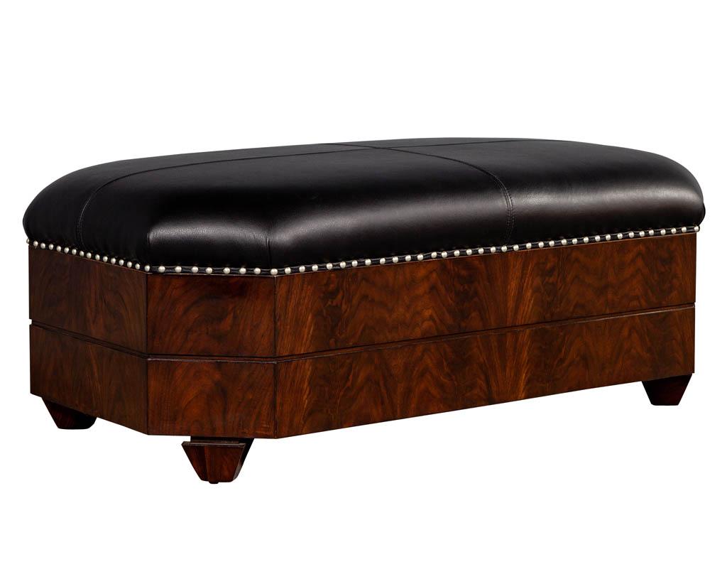 Black Leather Top Storage Ottoman by EJ Victor In New Condition For Sale In North York, ON