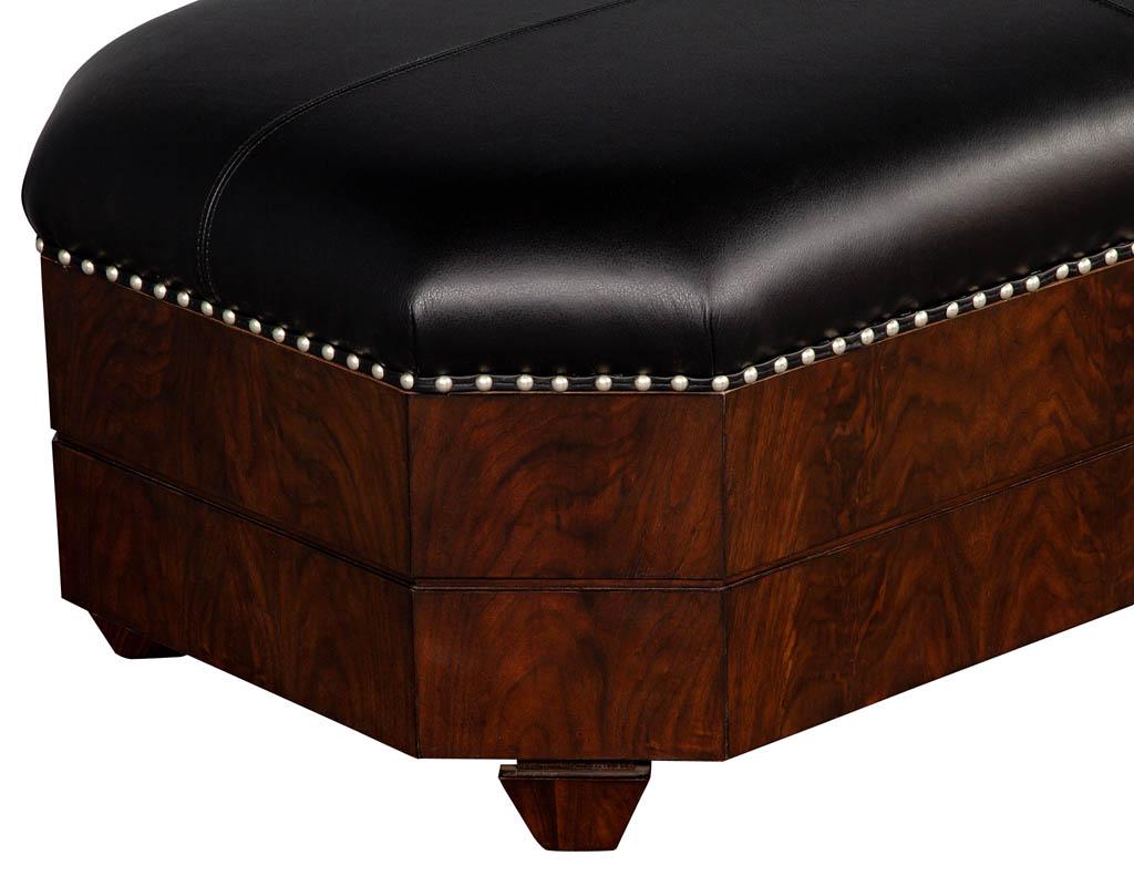 Contemporary Black Leather Top Storage Ottoman by EJ Victor For Sale