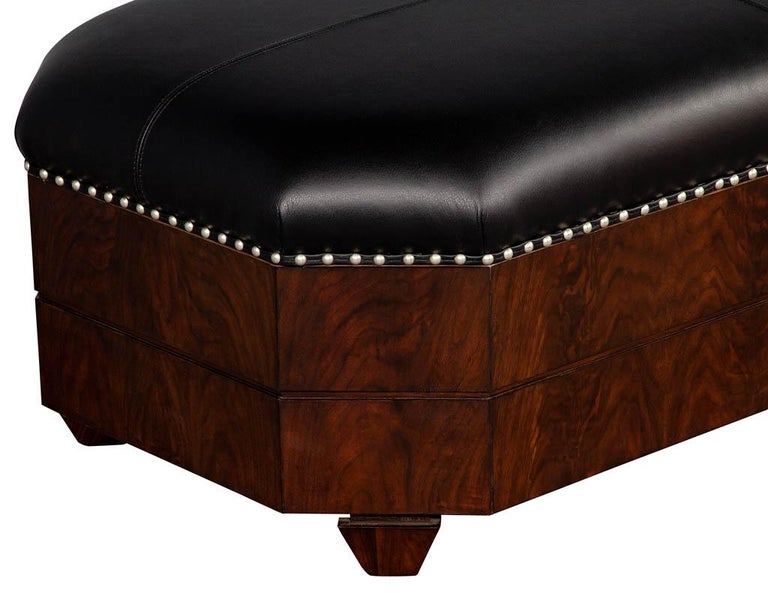 Black Leather Top Storage Ottoman by EJ Victor For Sale at 1stDibs