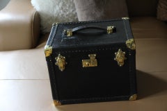 Black Leather Train Case , Black Beauty Case