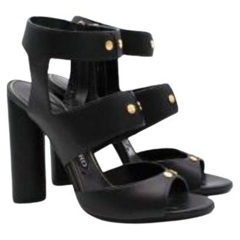 Square Toe Heeled Sandals with Triple Sparkly Straps - Black main image 1
