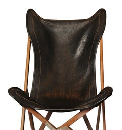 Black Leather Tripolina Armchair