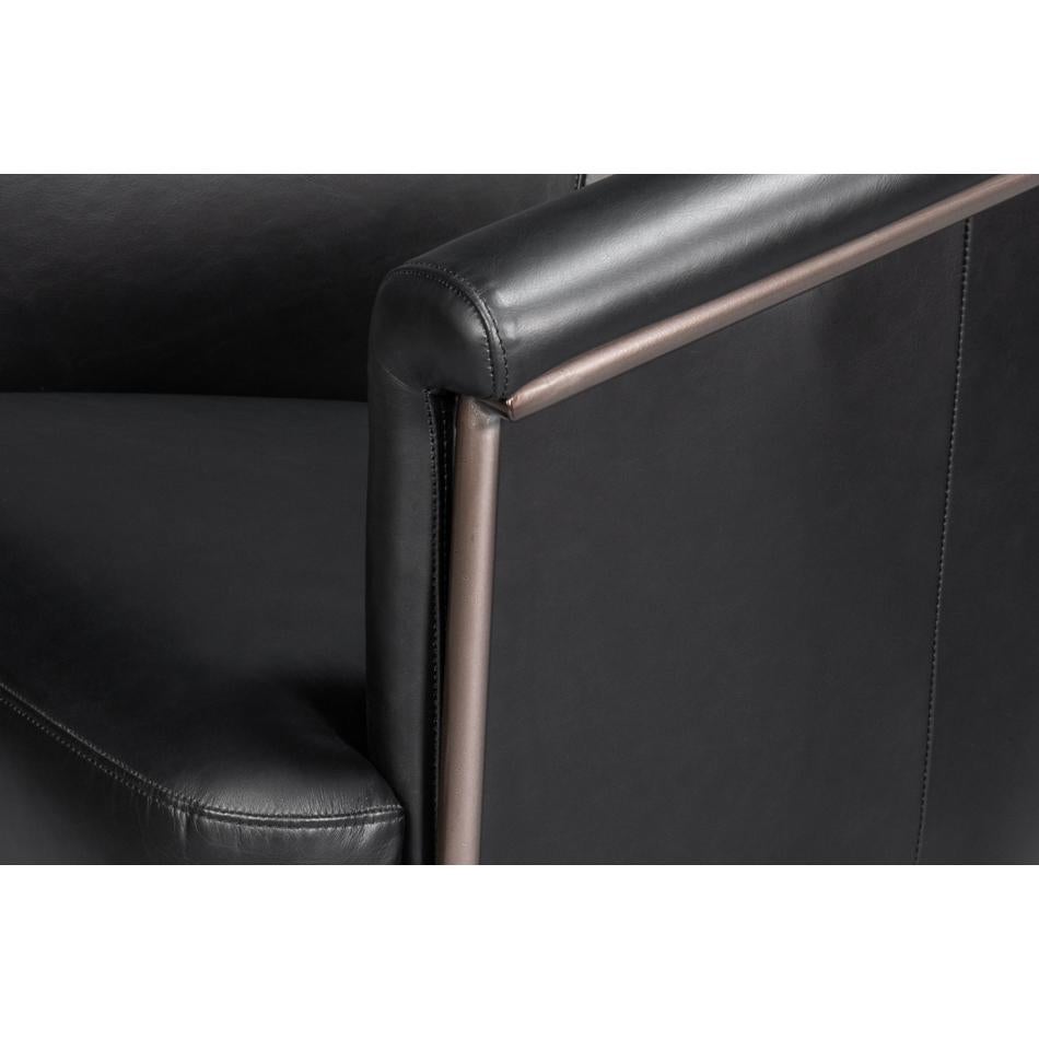 Black Leather Tub Chair For Sale 3