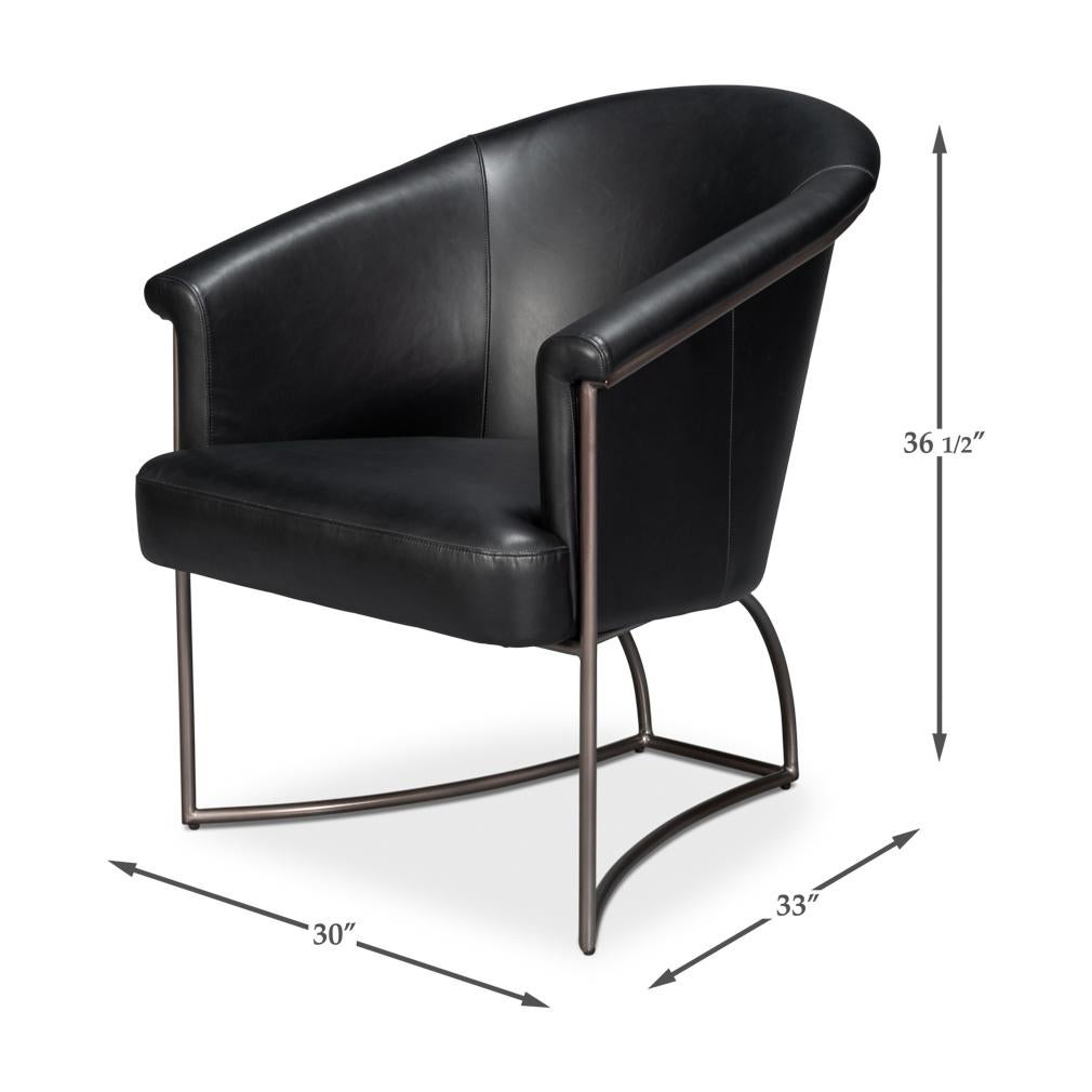 Black Leather Tub Chair For Sale 4