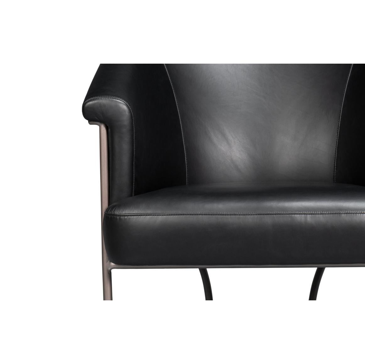 Contemporary Black Leather Tub Chair For Sale