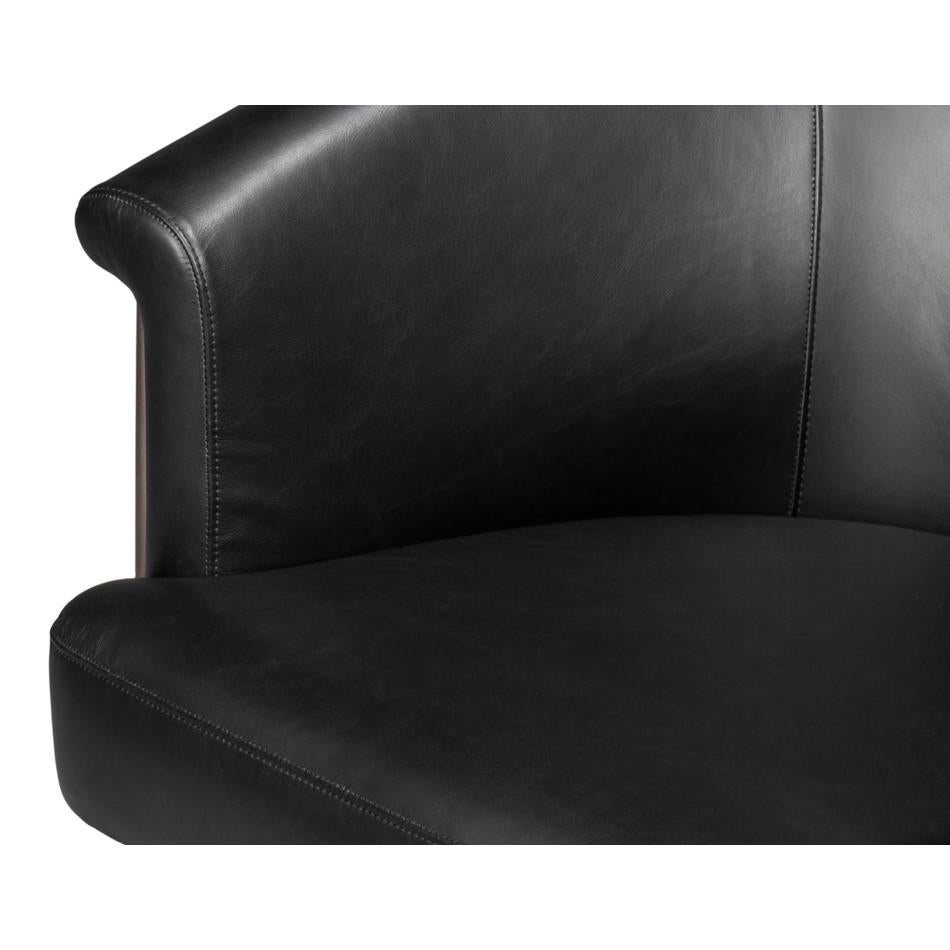 Black Leather Tub Chair For Sale 2