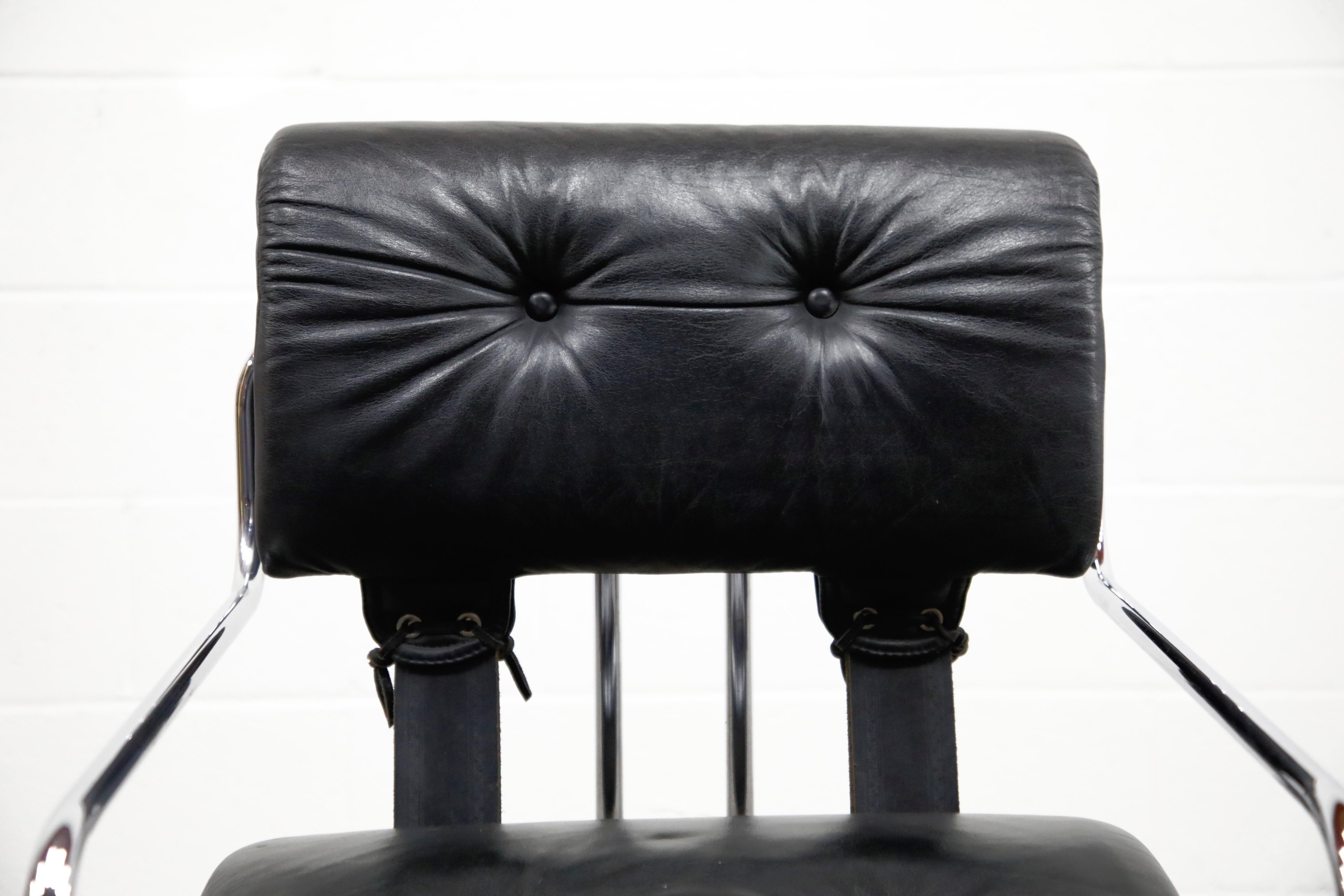 Late 20th Century Black Leather Tucroma Chairs by Guido Faleschini for i4 Mariani, 1970s, Signed