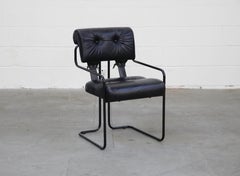 Black Leather Tucroma Chairs by Guido Faleschini for Mariani Pace, 1970s, Signed