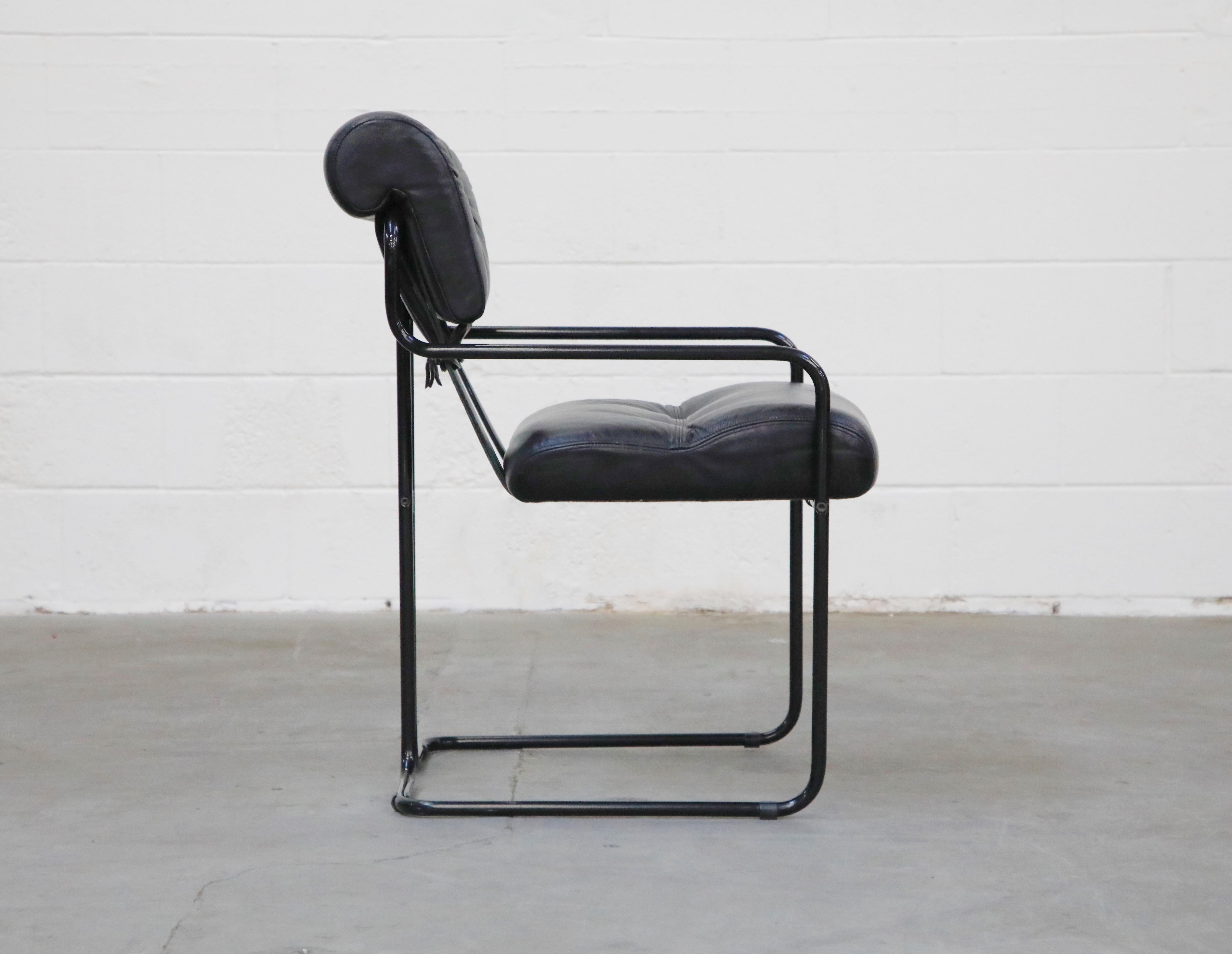 Late 20th Century Black Leather Tucroma Chairs by Guido Faleschini for Mariani Pace, 1970s, Signed