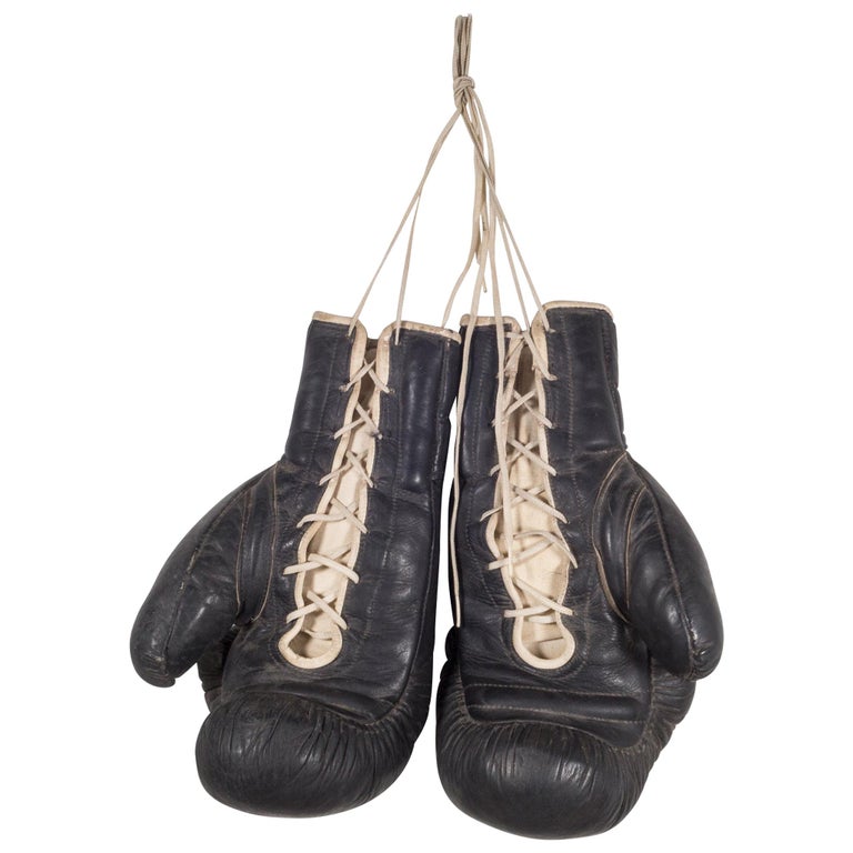 Black Leather Tuf Wear Boxing Gloves, c.1970