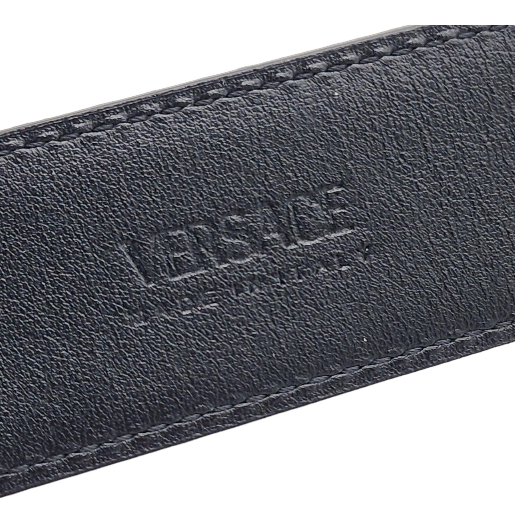Men's Black Leather Versace Medusa Belt For Sale