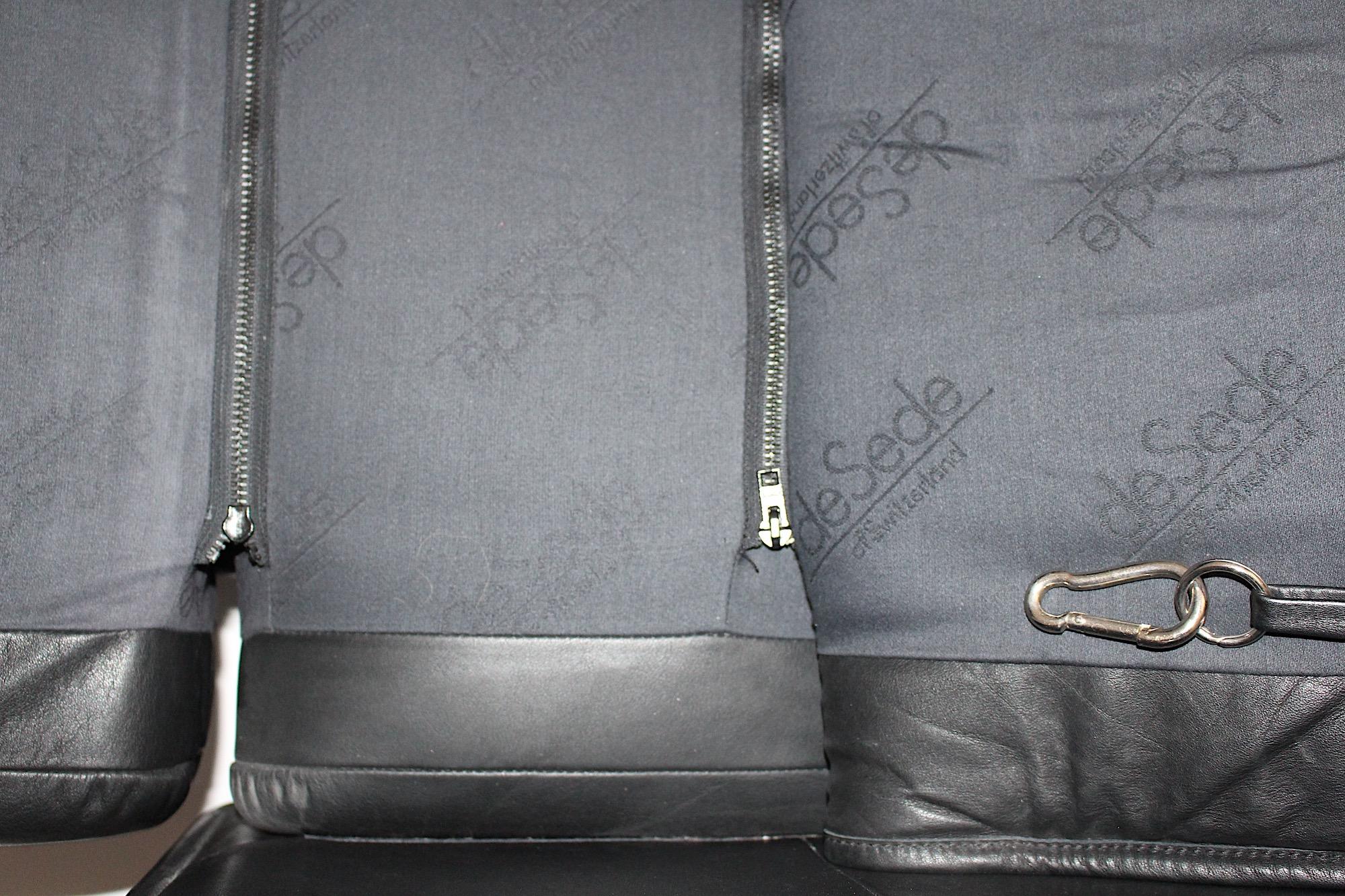 Cuir noir Vintage de Sede DS 69 Canapé-lit de jour Freestanding Sofa 1970 Suisse en vente 5