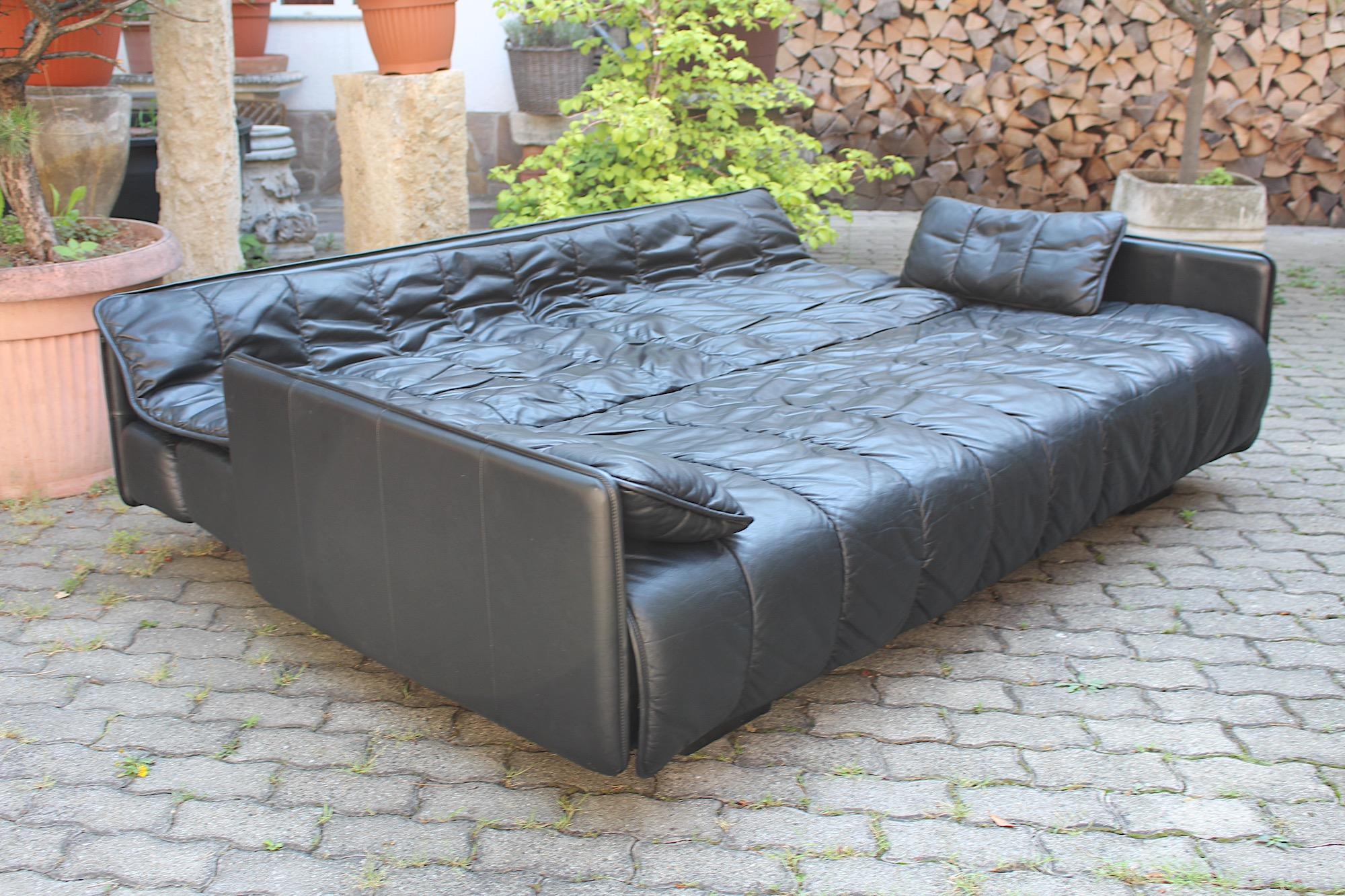 Cuir noir Vintage de Sede DS 69 Canapé-lit de jour Freestanding Sofa 1970 Suisse en vente 8