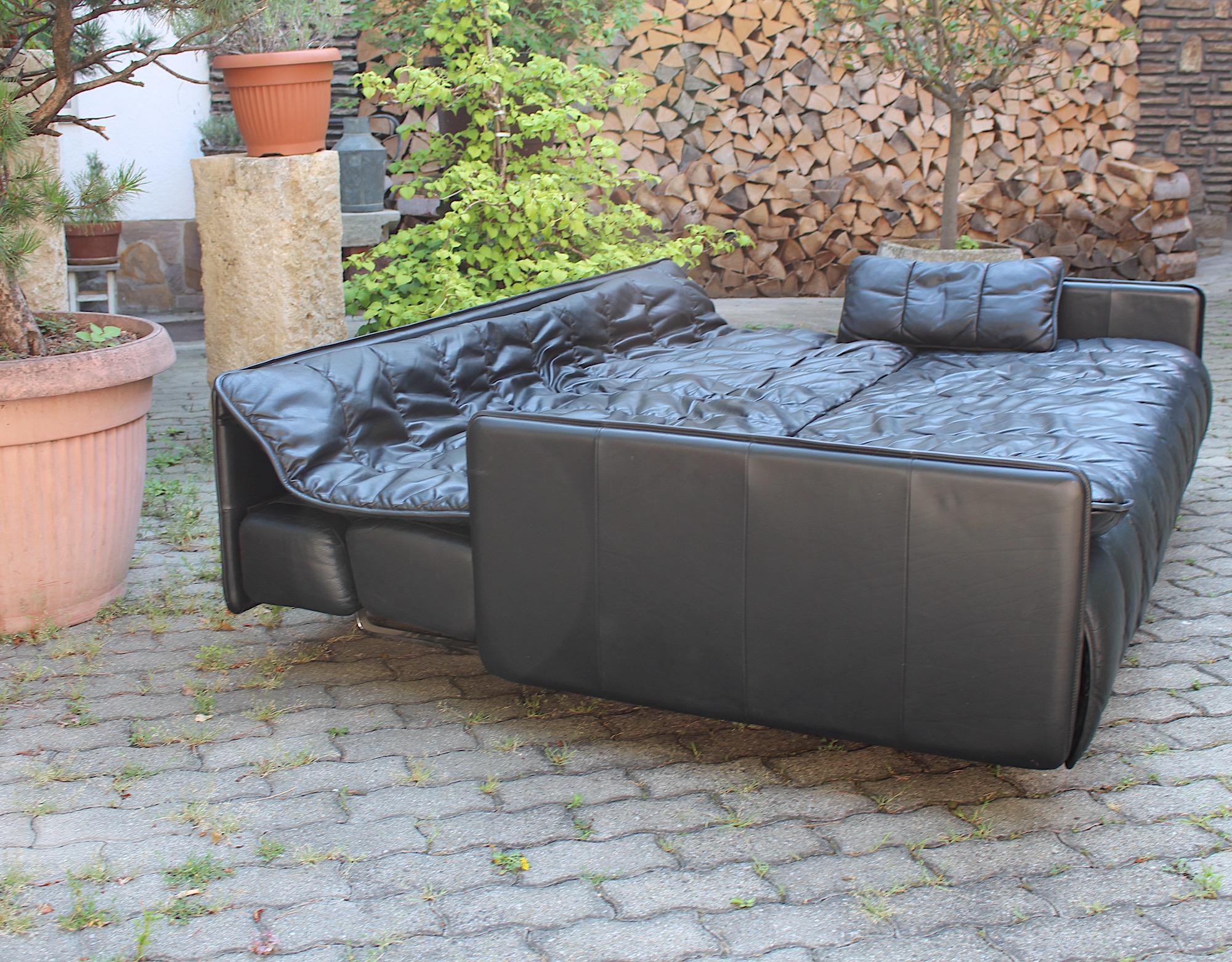 Cuir noir Vintage de Sede DS 69 Canapé-lit de jour Freestanding Sofa 1970 Suisse en vente 9
