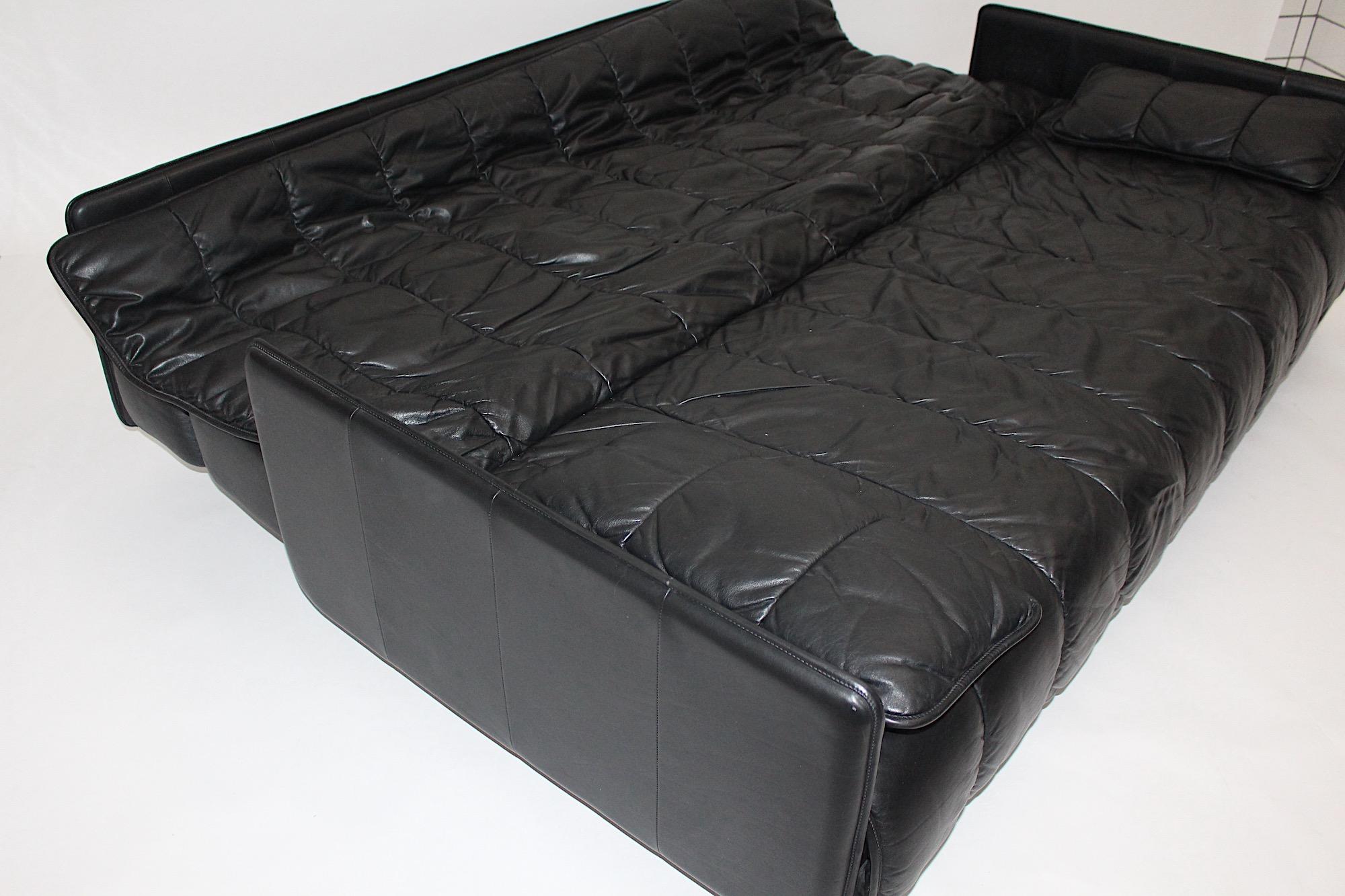 Cuir noir Vintage de Sede DS 69 Canapé-lit de jour Freestanding Sofa 1970 Suisse en vente 14