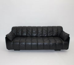 Black Leather Vintage de Sede DS 69 Freestanding Sofa Daybed 1970s Switzerland