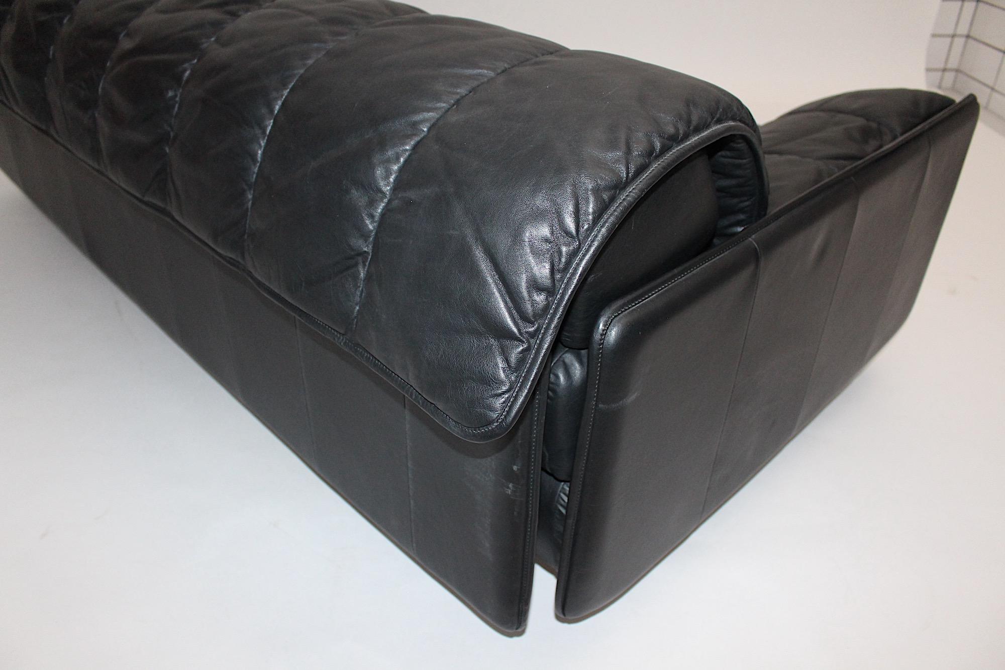 Cuir noir Vintage de Sede DS 69 Canapé-lit de jour Freestanding Sofa 1970 Suisse en vente 2