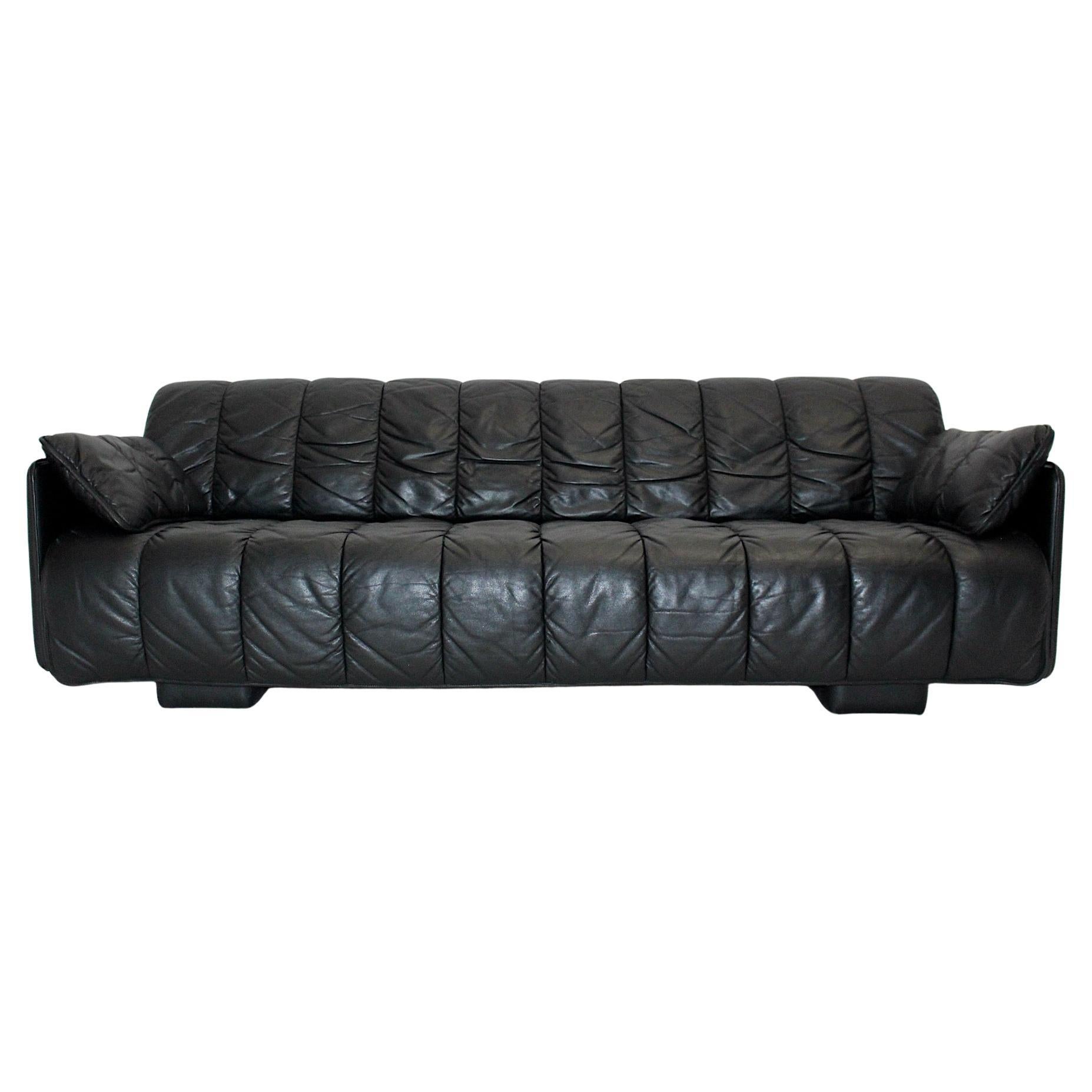 Vintage de Sede DS 69 de cuero negro Sofá-cama independiente años 70 Suiza
