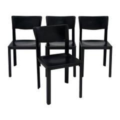Black Leather Vintage Saporiti Chairs