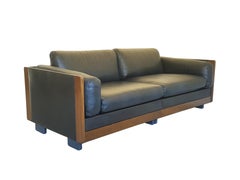 Black Leather & Walnut Modular Sofas Mod. 920 by Afra & Tobia Scarpa for Cassina