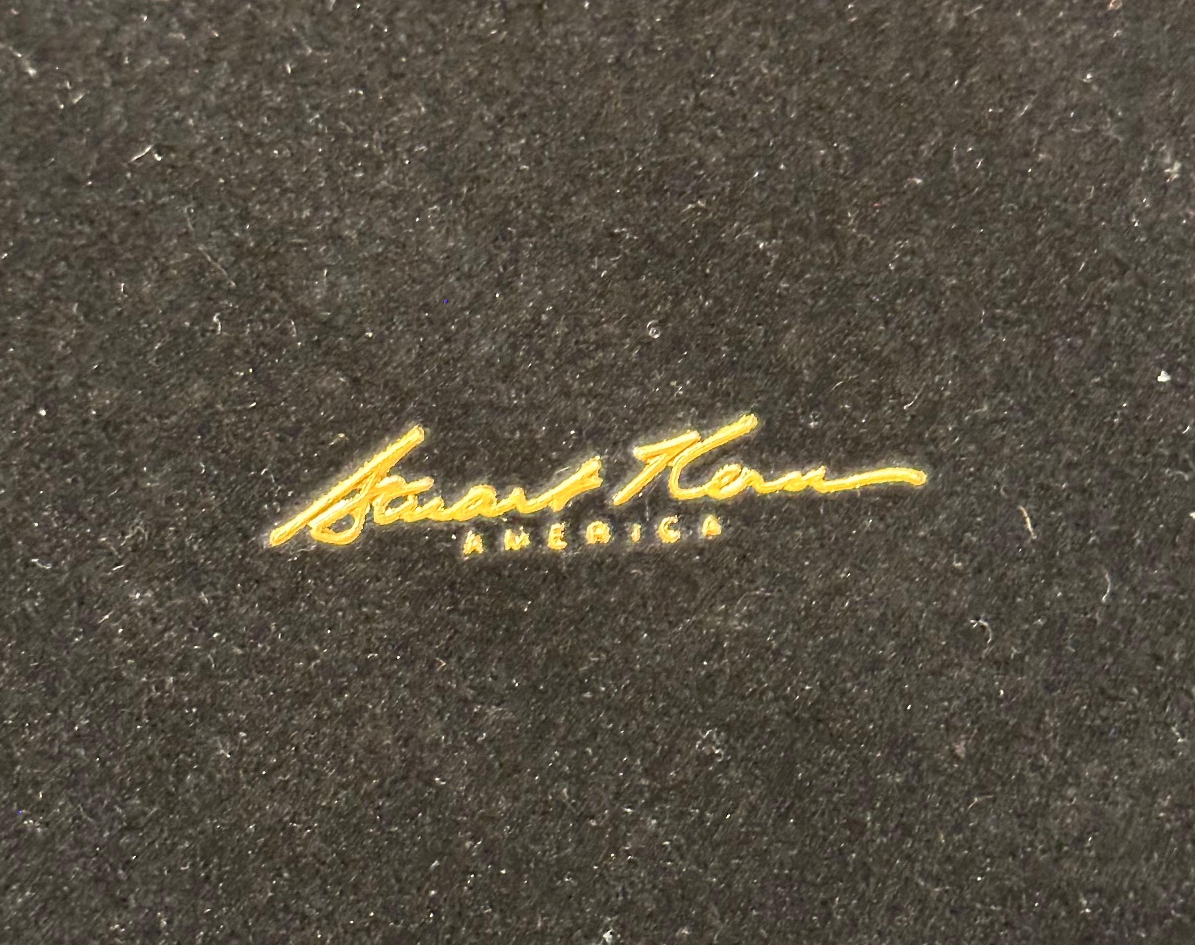 Waschbecken aus schwarzem Leder mit Leinen von Stuart Kern im Angebot 3