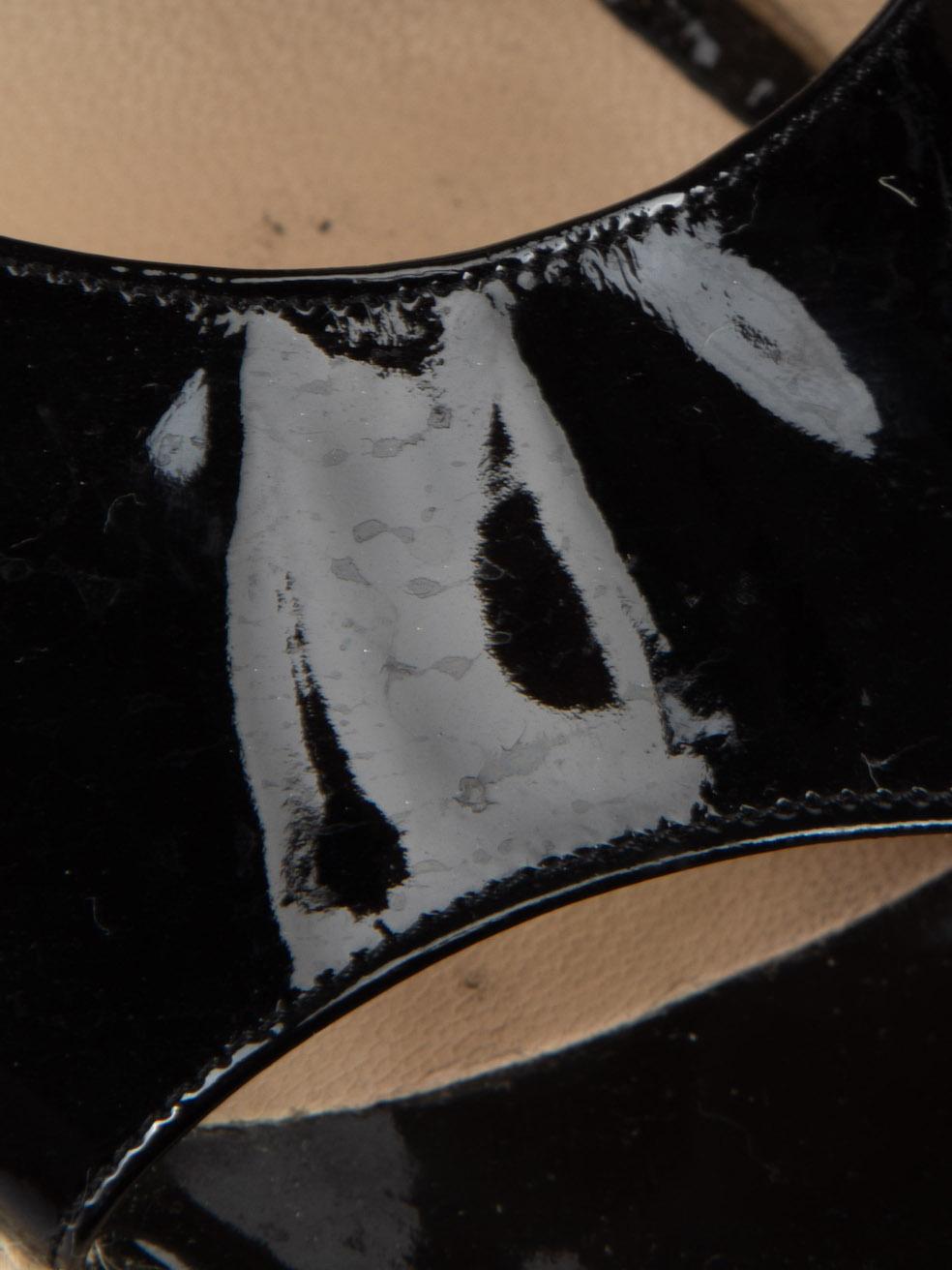 Black Leather Wedge Espadrilles Size EU 38 1